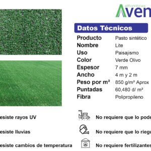 Alternative view of Pasto Sintetico Lite 7 mm – Económico