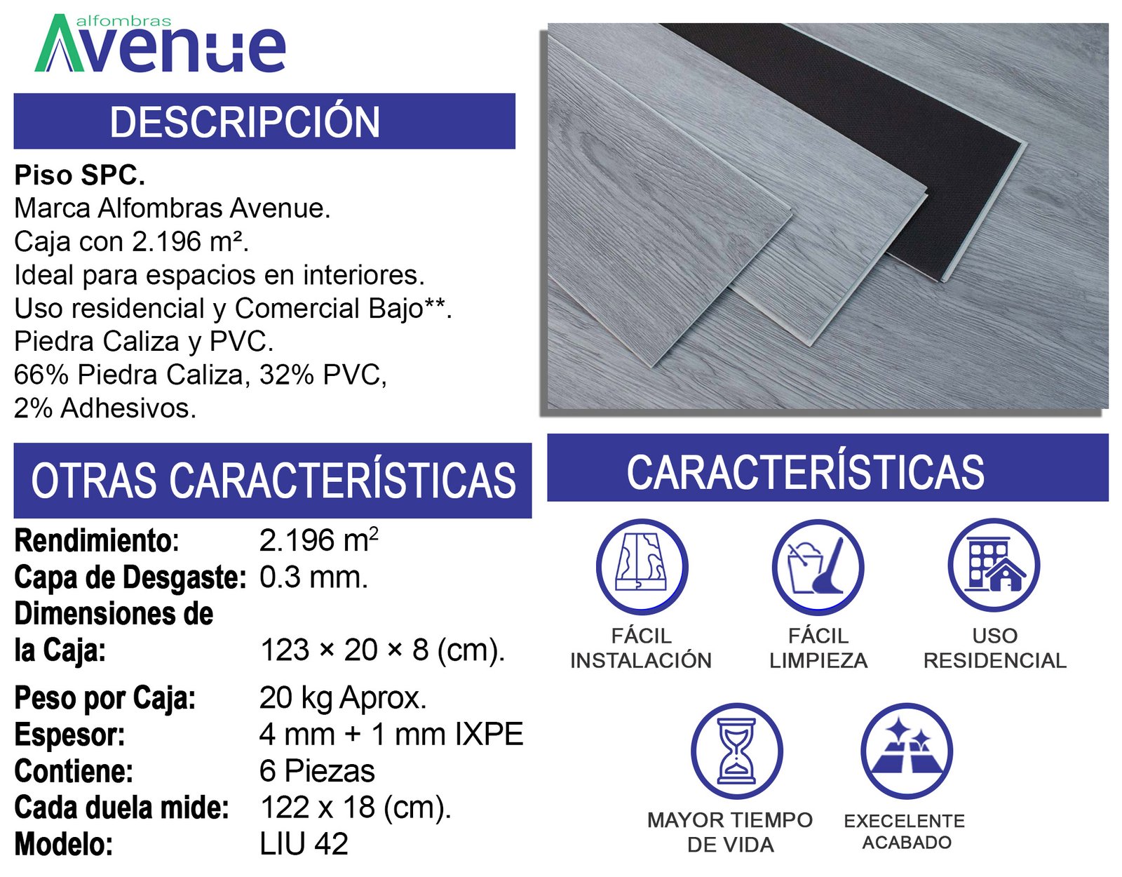 Piso SPC Modelo LIU 42 Artic – Caja 2.2 m² - Imagen 6