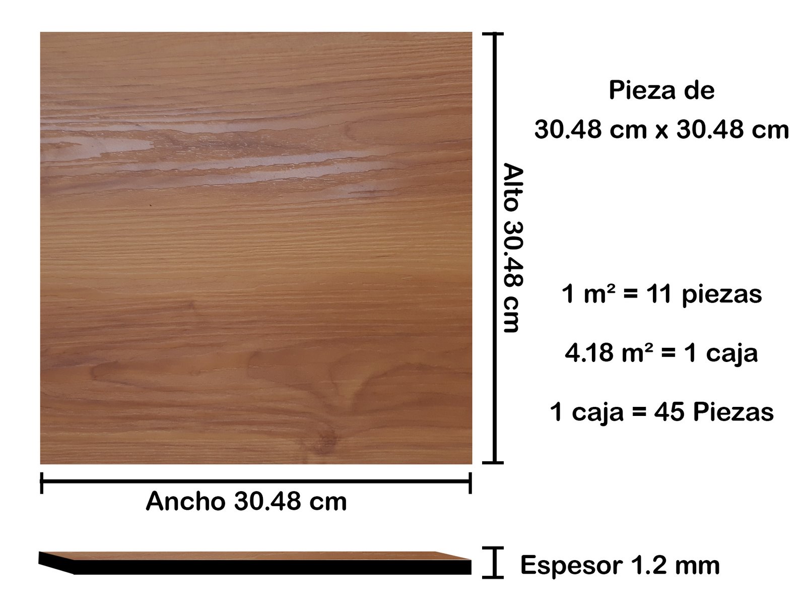Loseta Vinilica Cuadrada Shu 8007 Tipo Madera - Imagen 5